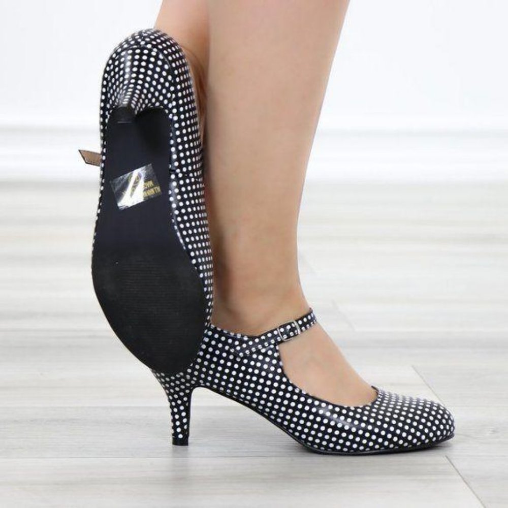 Rockabilly Black White Polka Dots Vintage pumps - Picture 12 of 12